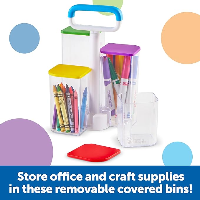 Learning Resources Create-a-Space See-Thru Storage Caddy , 9 Pieces, Classroom Organization, School Supplies Organizer