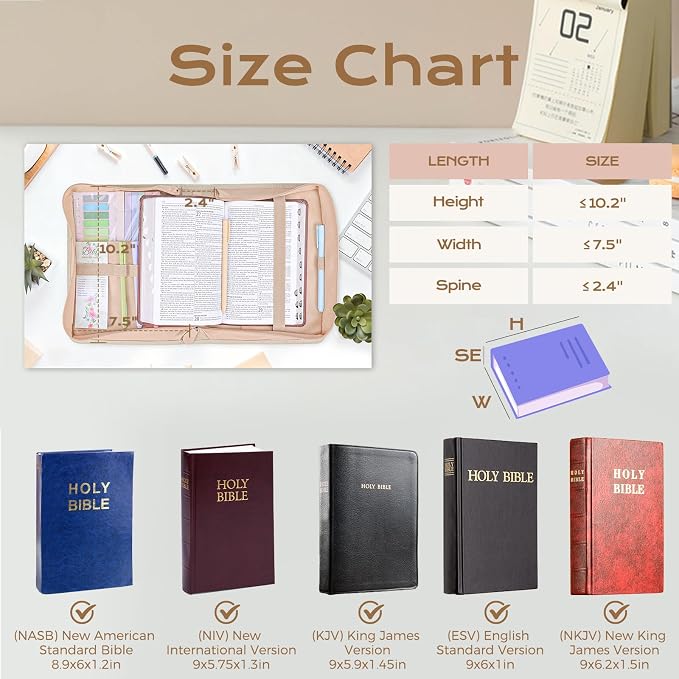 XKDOUS Bible Cover Case for Women 24 Pcs Bible Bags Kit w/Bible Accessories Study Supplies Carrying Book Case with Strap Large Church Book Holder Christian Gifts for Mom Lady Friends