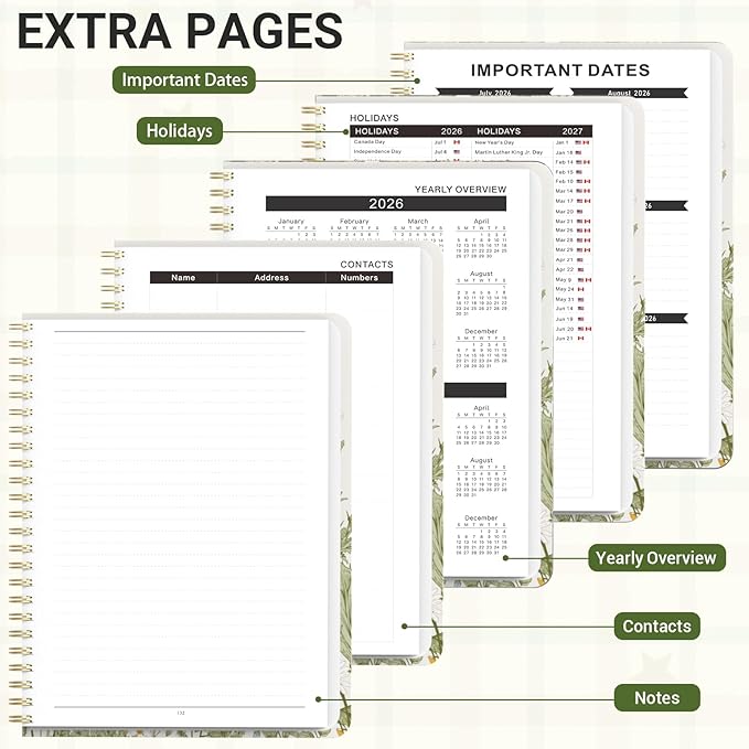 Academic Planner 2026–2027, Weekly & Monthly Calendar Planner, July 2026 – June 2027, Hardcover Agenda Book with Tabs, A5 (6.3" x 8.5"), Daily Organizer for Students, Teachers & School Supplies, Garden Flowers (Jul 2026–Jun 2027)