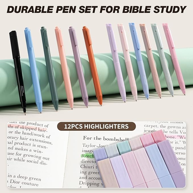 KOPKOFT Bible Cover Case for Women, All-in-One Bible Study Supplies Journaling Kit with Highlighters Tabs, Quilted Book Carrying Cases, Christmas Christian Gifts for Women(Blue Green)