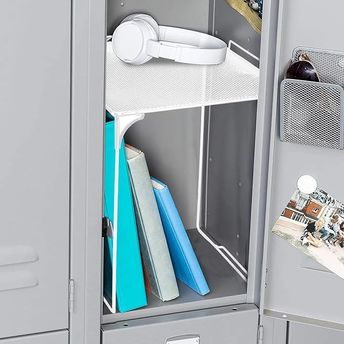 Locker Organizer Shelf Stackable Extra Locker Shelf for School Locker Organizer Storage Cabinet Accessories Suitable for School, Office, and Home use (1, White)