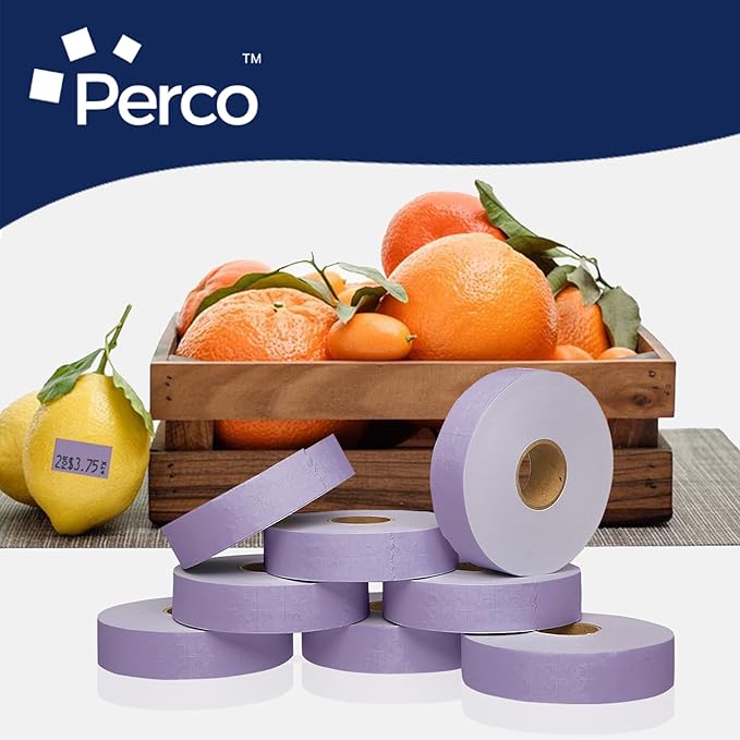 Perco Lavender Pricing Labels for Monarch 1131 Price Gun – 8 Sleeves, 64 Rolls Value Pack - 160,000 Price Marking Labels – with Ink Rolls Included