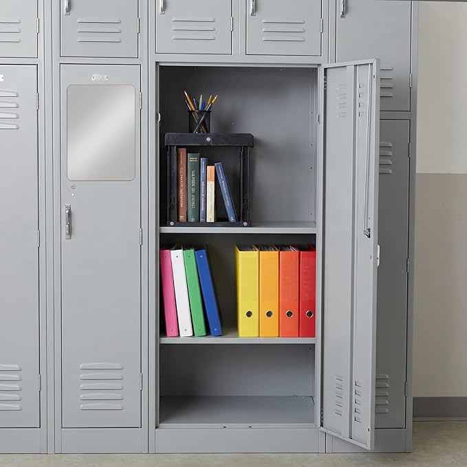 3 Pcs Locker Organizer Accessories Kit - Magnetic Mirror Grooming Mirror Adjustable Locker Shelf All-in-one Organizer for Back to School Essentials Lockers Decoration Work