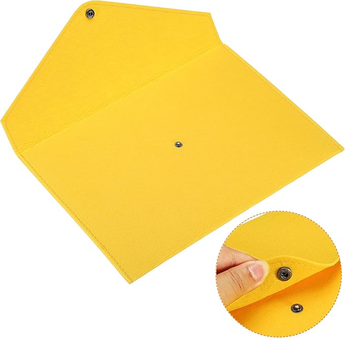 PATIKIL File Bag Felt Folder 2 Pack A4 Envelope Document Storage Pouch Organizer for Office Business, Yellow