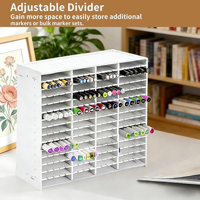 Marker Organizer, 270 Slots Marker Holder Organizer Marker Storage with Divider Art Marker Rack for Pencils Art Brushes Pens Colored Adjustable Pencil Holders for Desk Organizer