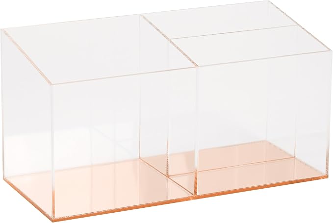 C.R. Gibson Acrylic Desktop Organizer, Mirror Panel, Measures 9" W x 4" H x 4" D - Rose Gold (SC2-20084)