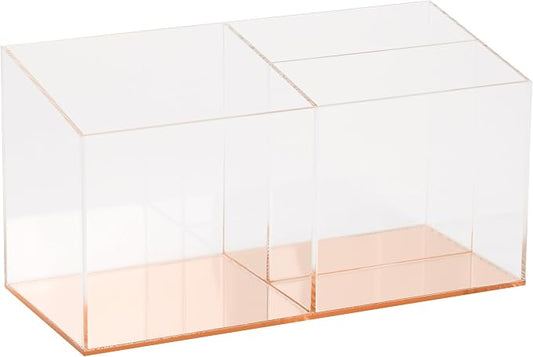 C.R. Gibson Acrylic Desktop Organizer, Mirror Panel, Measures 9" W x 4" H x 4" D - Rose Gold (SC2-20084)
