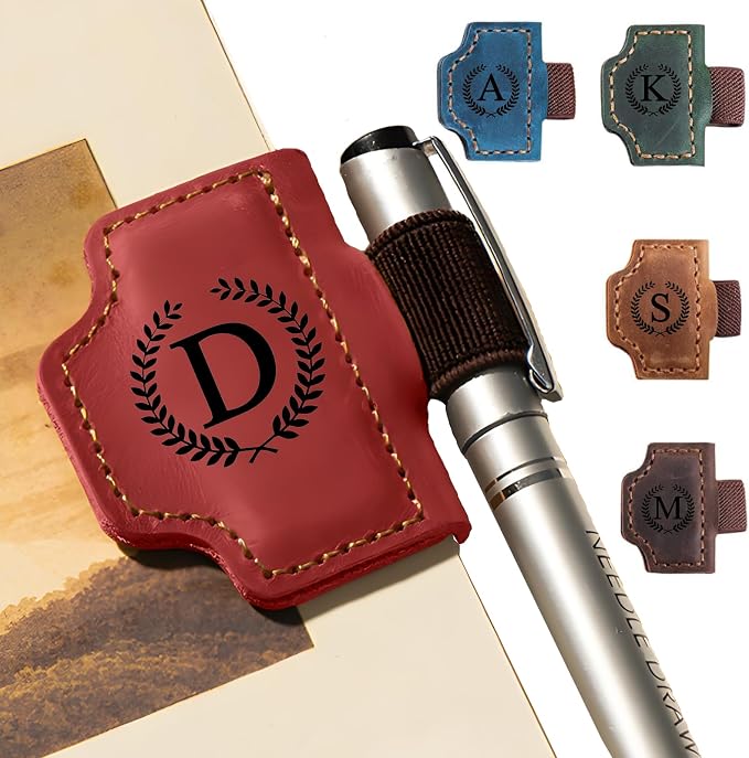 MOTEERLLU Custom Magnetic Bookmarks for Women Men, Leather Book Marker Gifts for Book Lovers, Readers, Teachers, Mom, Personalized Initial Bookmark Holder Page Marker for Reading
