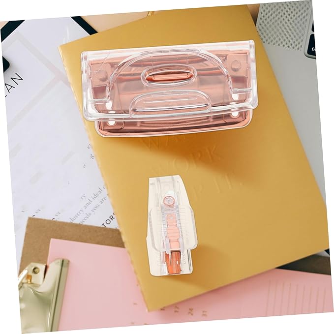 LALAFINA 4sets Office Supplies Staple Remover and Hole Puncher Multi-use Tools for Efficient Stapling and Punching Stylish Transparent Design for Use