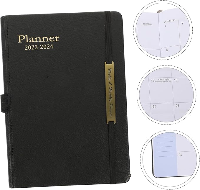 STOBOK 1set Convenient Portable Academic Planner Book Pu Calendar Organizer for Daily Scheduling -do Lists for Home and Office Use