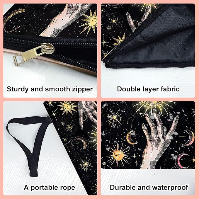 1pc Book Sleeve with Zipper 13.4x9.45 inches(34x24cm) Hands and Sun Book Pouches Book Covers Washable Fabric Book Protectors for Book Lovers