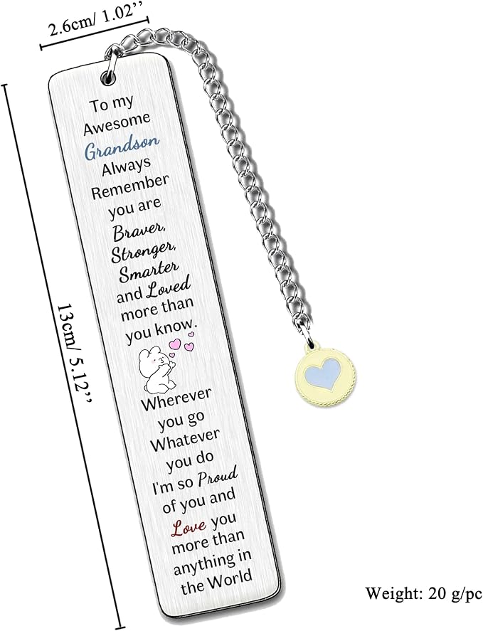Grandson Bookmarks Graduation Gift Inspirational Go to University Encourage Keepsake Birthday Gift Christmas Distance Accompany Back to School Present Appreciate Book Accessory from Grandad Grandma