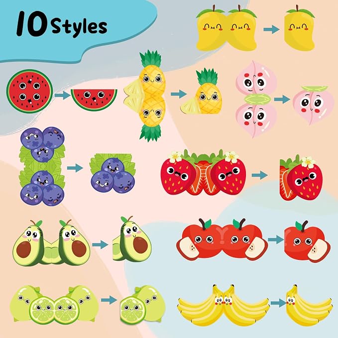 10Pcs Fruit Scented Magnetic Bookmarks, Cute Fruits Bookmark Gifts for Reading Boys & Girls, Bookish Gift for Book Lovers, Children's Day Gift for Kids