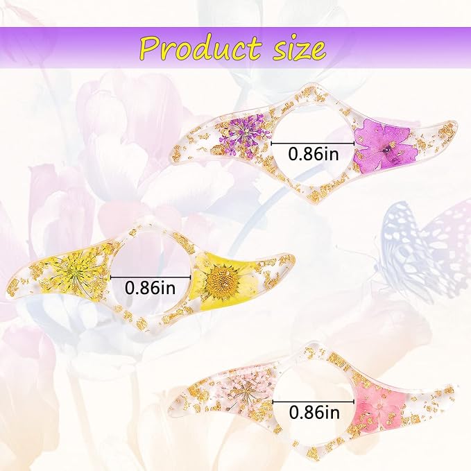 3 Pieces Book Page Holder-Dried Flower Resin Thumb Holder-Handmade Light Weight Opener Bookmarks Reading Accessories for Teachers Lovers