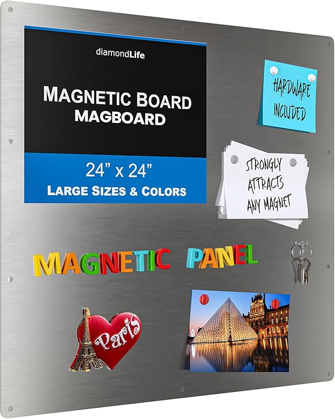 24"" x24 - Magnetic Board - Memo & Vision Board for Home, Office, and Classroom - Magnet Board for Kids - Pre-drilled Mounting Screws Included