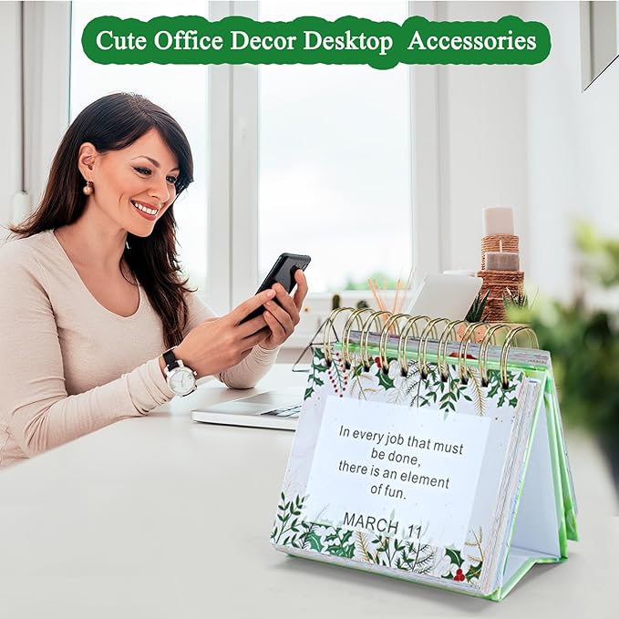 Daily Inspirational Quote Calendar Desktop 2026 Motivational Calendar for Women Desk Daily Flip Calendar with Inspirational Quotes, Cute Desk Accessories Office Decor Positive Inspirational Gifts