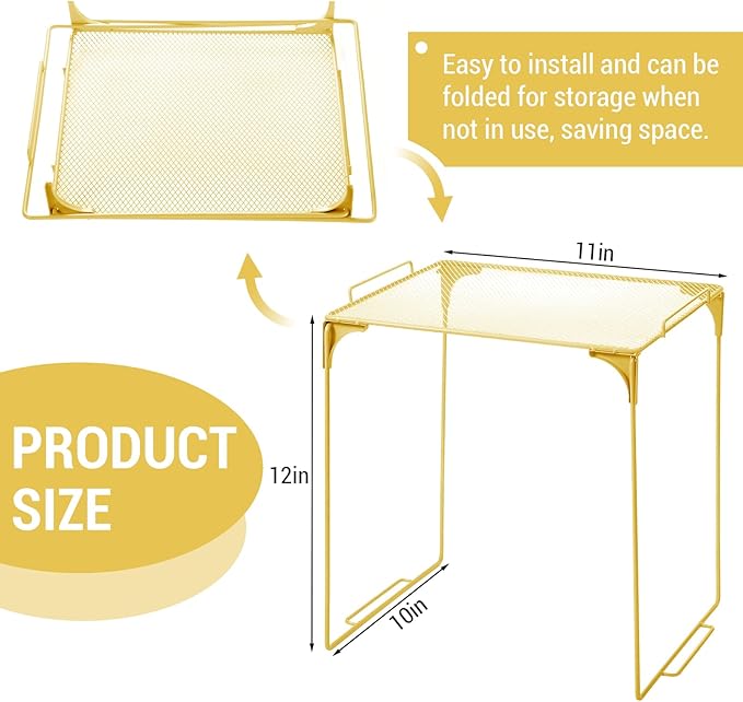 Colarr Yellow Locker Organizer Shelf Locker Accessories for Girls Stackable Storage Organization Shelf Area Saver Fits Standard Size for School Office Kitchen and Home