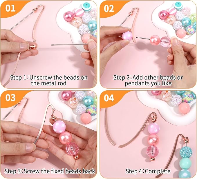 12 Pcs Beadable Bookmarks DIY Metal Bookmark Bar, Metal Beadable Blank Bar Beaded Bookmark Craft Jewelry Pendant DIY Modern, Charm Gifts for Book Lovers, Students, Teachers Office Supplies(Golden)