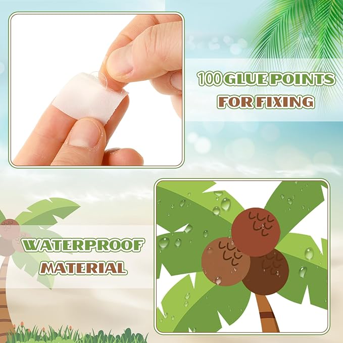 Gilprop 71 Pcs Coconut Tree Alphabet Bulletin Board Set Letter Classroom Decoration Bulletin Board Cutouts with 100 Adhesive Dots for Wall Home Teachers Kindergarten Primary School Education Supplies