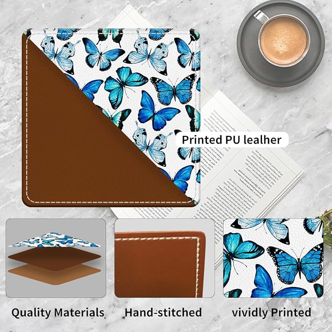 Cute Leather Bookmarks, Fun Triangle Making Corner Bookmark, Book Accessories for Reading Book Lovers, Unbreakable Page Markers for Women Men Cute Butterfly