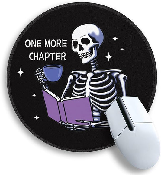Gctriki Funny Skull Mouse Pad, 8.6" Round Mousepad with Stitched Edge & Non-Slip Base, Comfortable Mouse Pads for Computer Laptop, Unique Office Decor & Home Desk Accessories Book Lovers Gothic Humor
