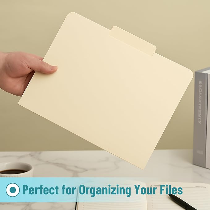 Mr. Pen- File Folders, 100 Pack, 1/3-Cut Tab, Manila, Letter Size, Office Supplies File Folders