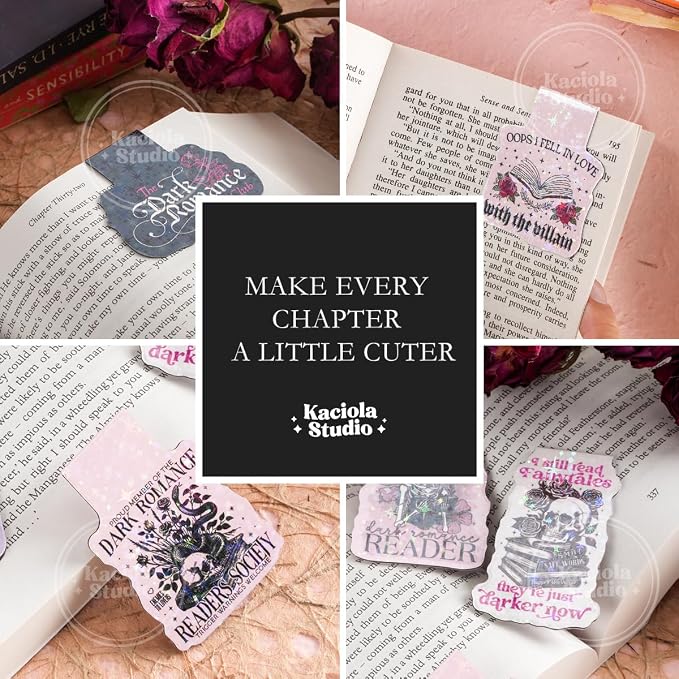 Kaciola Studio 12PCS Glittery Magnetic Bookmarks for Women, Dark Romance Theme Funny Magnetic Bookmarks, Magnets Cute Book Marks for Book Lovers Gifts, Cute Gifts for Romance Reader Friends Girls