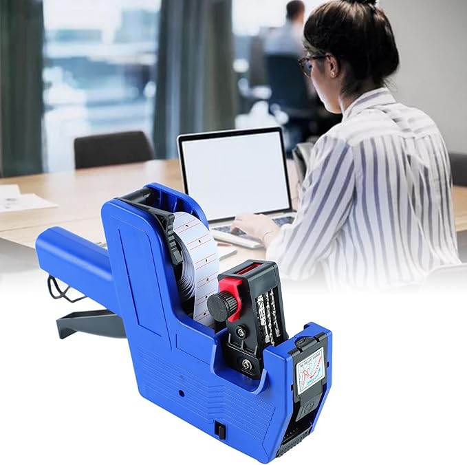 Price Tag Gun Kit, 1 Line 8 Digits Machine with 3 Rolls Label Paper & 2 Ink Wheels, Price Marking Labels Kit for Office Retail Store Grocery Garage Sale Labeling
