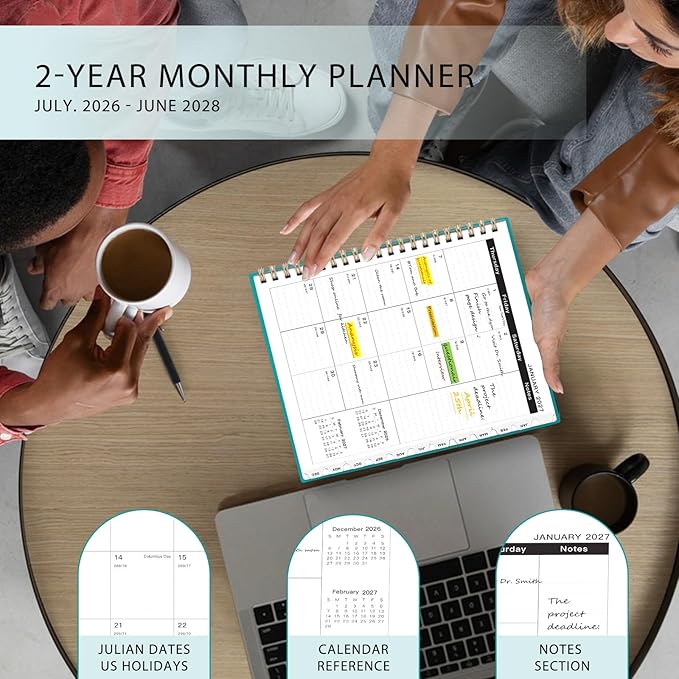 2026-2028 Monthly Planner - 2 Year Monthly Planner Calendar 2026-2028, Jul 2026 - Jun 2028, 8.5" x 11", 24 Months, Spiral-Bound, Tabs, Holidays, Notes, Ideal for School Office Home Planning