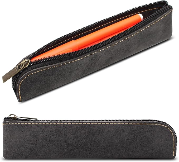 1 Piece Pen Bag Holder Pouch Stationery Portable Organizer Compact Premium Faux Leather Storage for Business Person