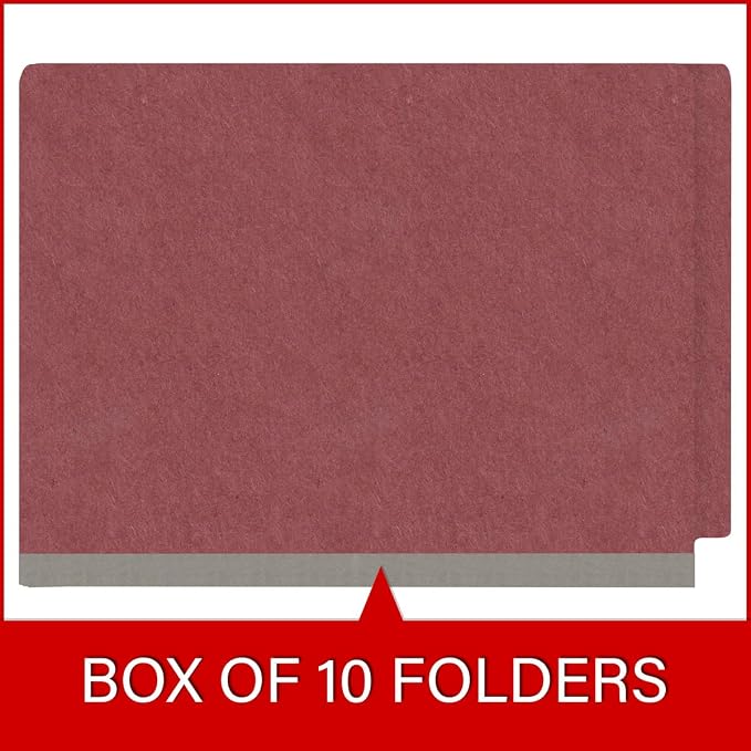 End Tab Pressboard Folders, Letter Size, 2" exp, Fasteners Pos #1 & #3, Dark Red (Box of 25)