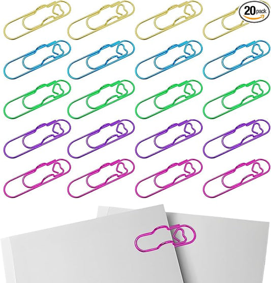 HINGTAI 20Pcs Colorful Metal Pen Clips, Paper Clip Pen Holder Supplies Cute Office Supplies Blue Rose Red Purple Green Rose Gold Gold for Notebook Papers Journal Book