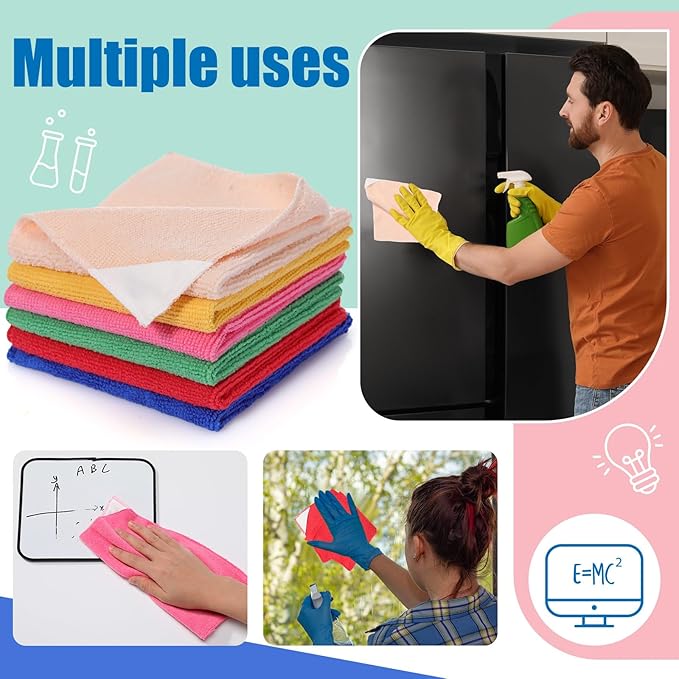 Fanfanwin 6 Pack Magnetic Microfiber Cleaning Cloth, Colorful Whiteboard Dry Erase, Magnetism Whiteboard Eraser for Blackboards Classroom Chalkboards Washable Home Office 10'' x 10''(Murphys Color)