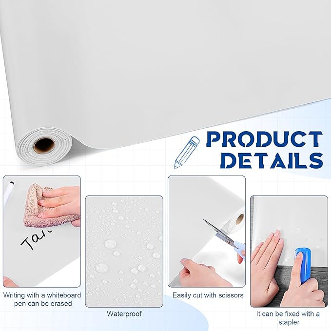 Hahafelt 16 in x 40 Ft Fabric Bulletin Board Roll Classroom Non Woven Fabric Background Decorations Waterproof Wrinkle Resistant Bulletin Board for Back to School Wall Decor(White,Pure)
