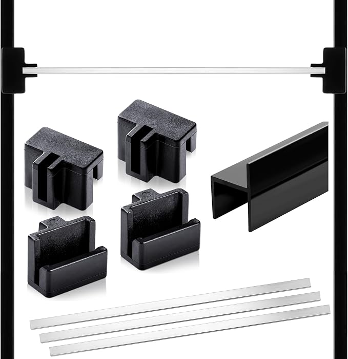 14 Pcs File Cabinet Rails Set 1/2 Drawer Sides Hanging File Rail Clips PVC Storage Folder Plastic Clips for Drawer Holder Organizer(Aluminum)
