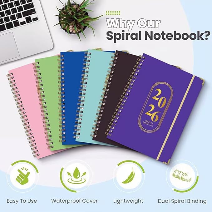 2026 Planner Weekly and Monthly,Pink Daily Cute Planner for Women Student,Jan 2026 to Dec 2026,Small A5 (6.3" x 8.5")Glitter Hardcover Spiral Agenda Calendar Book with Tabs for Office School Home Work