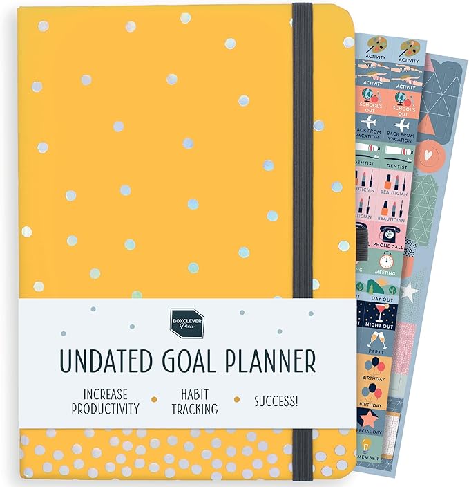 Boxclever Press Goal Planner – Luxury Undated Weekly Planner to Increase Productivity & Achieve your Goals. Weekly, Monthly, Quarterly Undated Planner with Vision Boards & Habit Trackers. 8.5 x 5.5ins