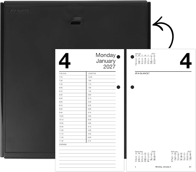 AT-A-GLANCE 2027 Desk Calendar Refill for E2100 Base, Daily Desk Pad Refill, 4.5" x 8", Standard, Loose-Leaf (E2105027)