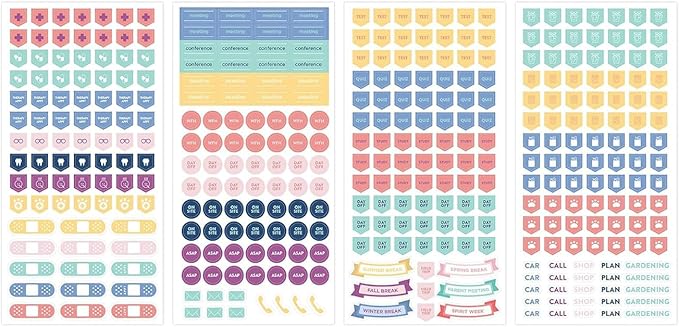 Blue Sky Every Day & Every Occasion 2200+ Sticker Pack, Planner and Calendar Pack, 4.49” x 9.06”, Full Color and Gold Foil, 24 Sheets