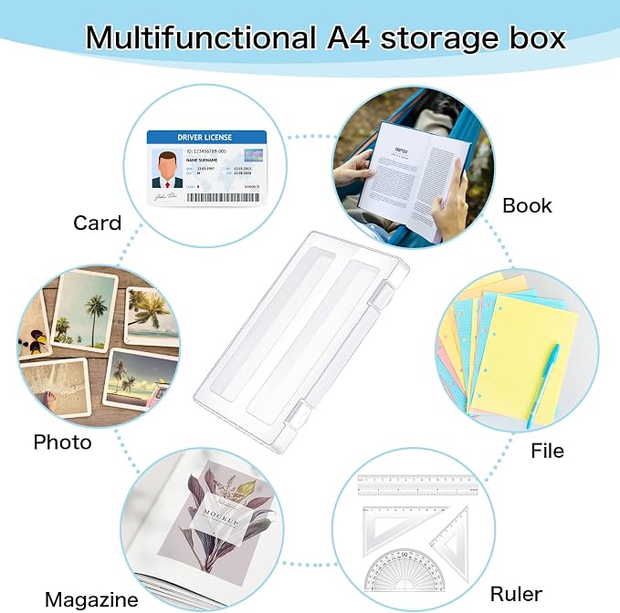 Outus 10 Pieces A4 File Box Paper Photo Storage Box A4 Portable Project Case Clear Plastic Document Magazine Organizer Box for Office School Supplies Accessories 12.52 x 9.5 x 0.95 Inch