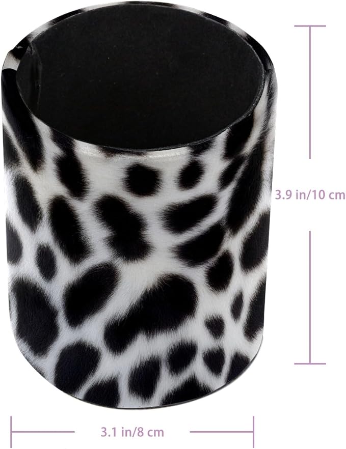 Black Leopard Print Leather Pen Holder for Desk, Multifunctional Desktop Organizer Pencil Cup, Desktop Caddy Stationery Organizer for School Home Office Desk Accessories