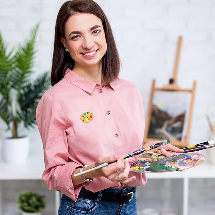 Liliaafar Paint Palette and Brush Artist Enamel Lapel Pin Hat Tie Pins Set Art Themed Brooches for Graduation Classmates Friends Art Lover Student Teacher Appreciation Gift Supplies