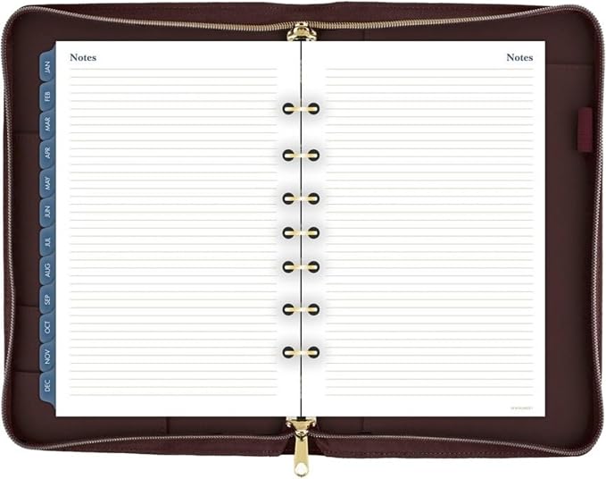 AT-A-GLANCE Faux Leather Undated Starter Set, 7-Ring, 5-1/2" x 8-1/2", Desk Size, Fashion, Merlot (DR1114-040)