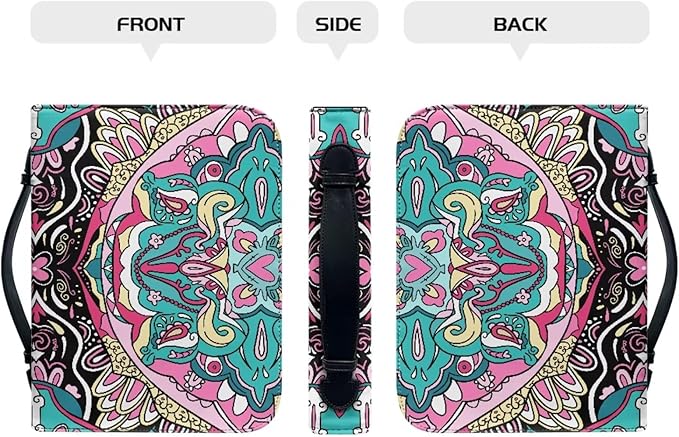 Bohemia Bible Cover with Handle Bible Carrying Cases Bible Bag Bible Study Supplies Book Protector Bible Case for Women Girls-size：M