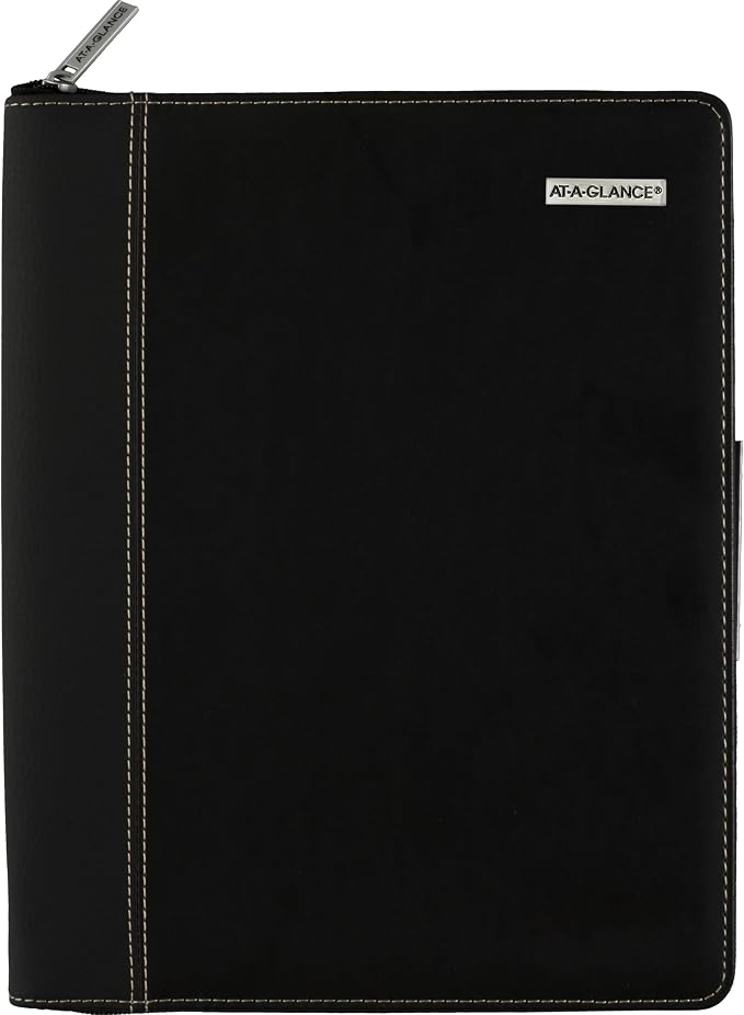 AT-A-GLANCE 2027 Planner Refillable Padfolio, Weekly & Monthly, 10" x 12.5", Executive, Zipper, Black (70NX810527)