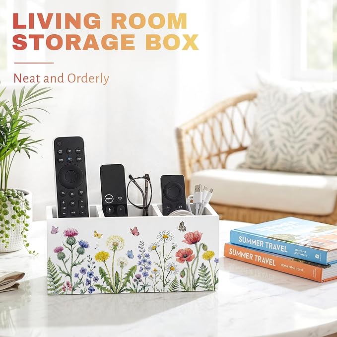 Wildflower Pen Pencil Holder for Office Desk Spring Wildflower Office Decor Wooden Floral Organizer Desktop Decor Gift for Girls Spring Makeup Brush Toothbrush Holder for Bathroom Desk Accessories