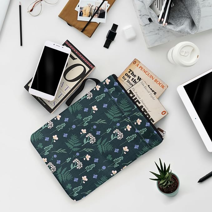 Hydrangea Pattern Book Lovers Gifts Book Sleeve for Women Daughter Sisters Grandma Mom Wife Readers Librarian with Zipper & Front Pocket Waterproof BookCover Case Book Club Gifts Book Accessories