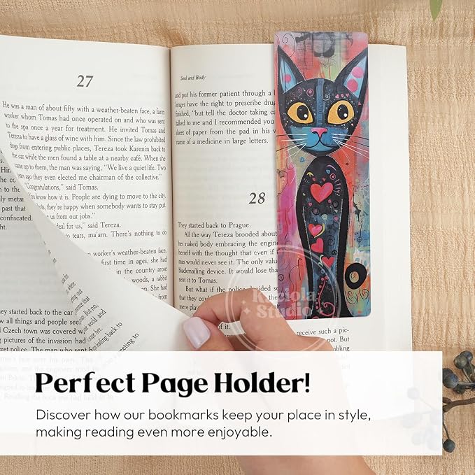 Kaciola 10PCS Funny Bookmarks for Women, Artistic Cat Theme Book Marks Bookish Items Gift, Cute Bookmarks for Women Booklovers Teachers Adults Reading