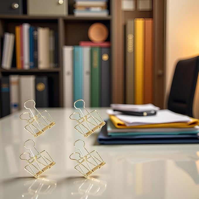 4Pcs Gold Hollow Out Long Tail Wire Binder Clips Paper Binder Clip Large Binder and Paper Clips Small in Size and Light in Weight,Clips, Clamps,Office Products Tape, Adhesives and Fasteners 51mm
