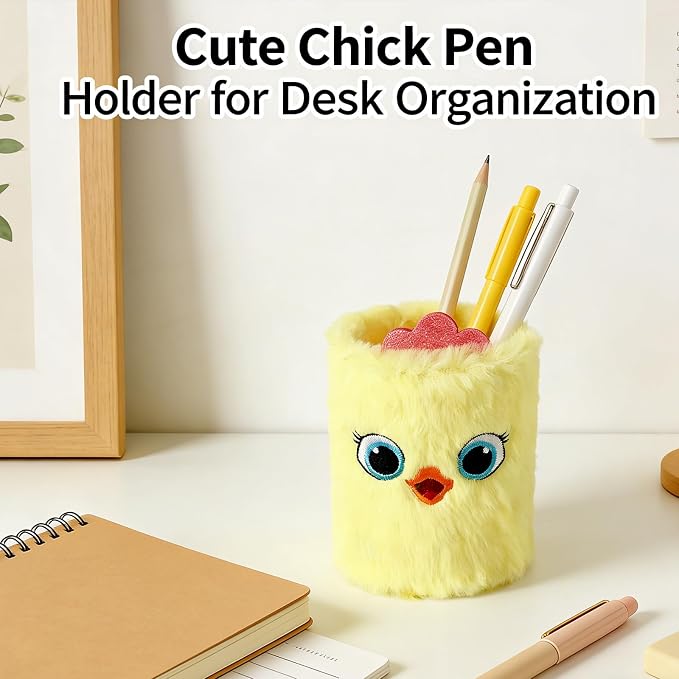 Cute Desktop Pen Holder Organizer, All-in-One Stationery Storage Cup, Multi-Purpose Makeup Brush Holder Aesthetic Desk Decor for Daily Use